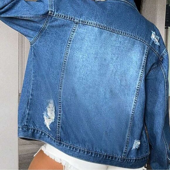 Stylish Blue Denim Jacket -14 - Picture 2 of 13